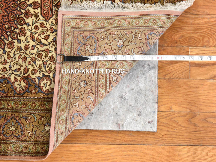 2'7" x 3'10" New Hand Knotted Ivory Silk Rectangle Oriental Rug - MOA10278469