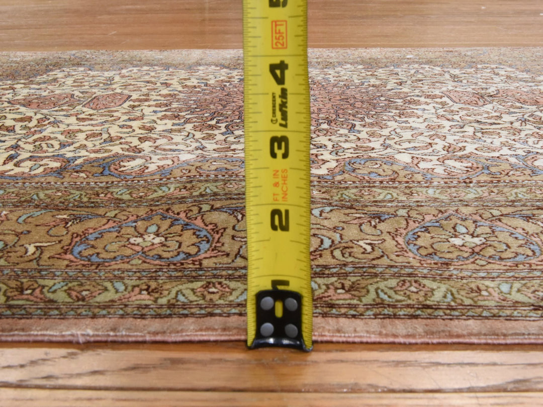 2'7" x 3'10" New Hand Knotted Ivory Silk Rectangle Oriental Rug - MOA10278469