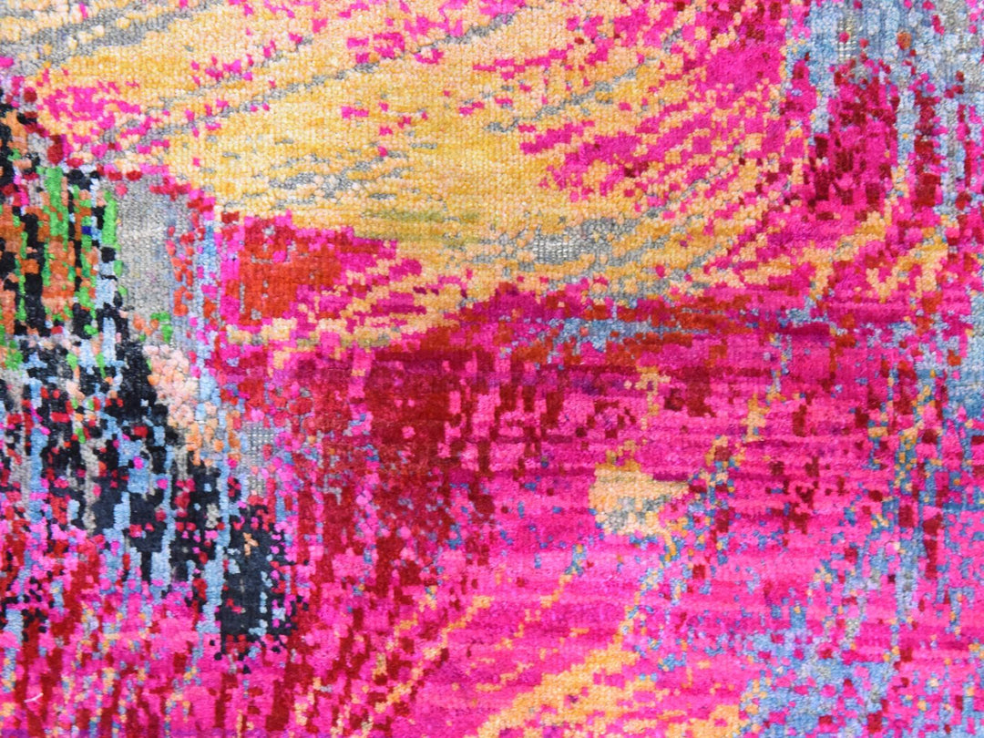 2'0" x 3'1" New Hand Knotted Pink Sari Silk Rectangle Oriental Rug - MOA10278470