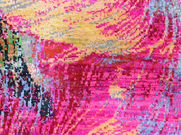2'0" x 3'1" New Hand Knotted Pink Sari Silk Rectangle Oriental Rug - MOA10278470