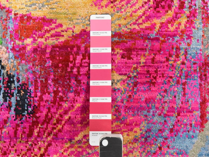 2'0" x 3'1" New Hand Knotted Pink Sari Silk Rectangle Oriental Rug - MOA10278470