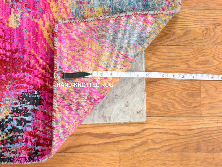 2'0" x 3'1" New Hand Knotted Pink Sari Silk Rectangle Oriental Rug - MOA10278470