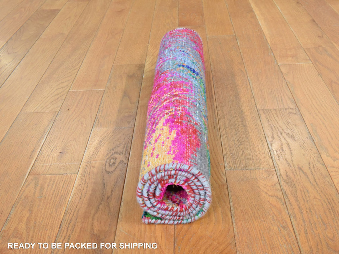 2'0" x 3'1" New Hand Knotted Pink Sari Silk Rectangle Oriental Rug - MOA10278470