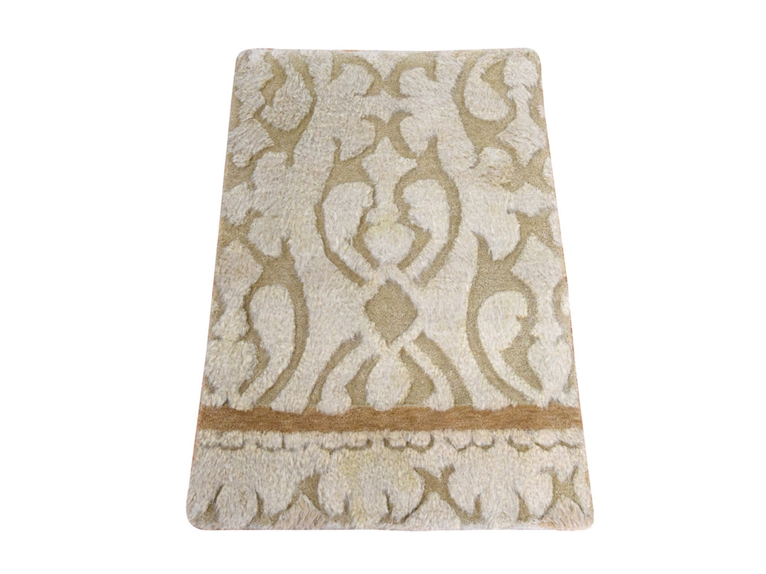 2'0" x 3'2" New Hand Knotted Beige Wool Rectangle Oriental Rug - MOA10278473