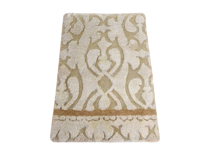 2'0" x 3'2" New Hand Knotted Beige Wool Rectangle Oriental Rug - MOA10278473