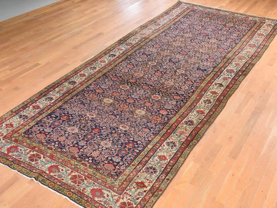 6'4" x 16'3" Vintage Hand Knotted Blue Wool Runner Oriental Rug - MOA10278475