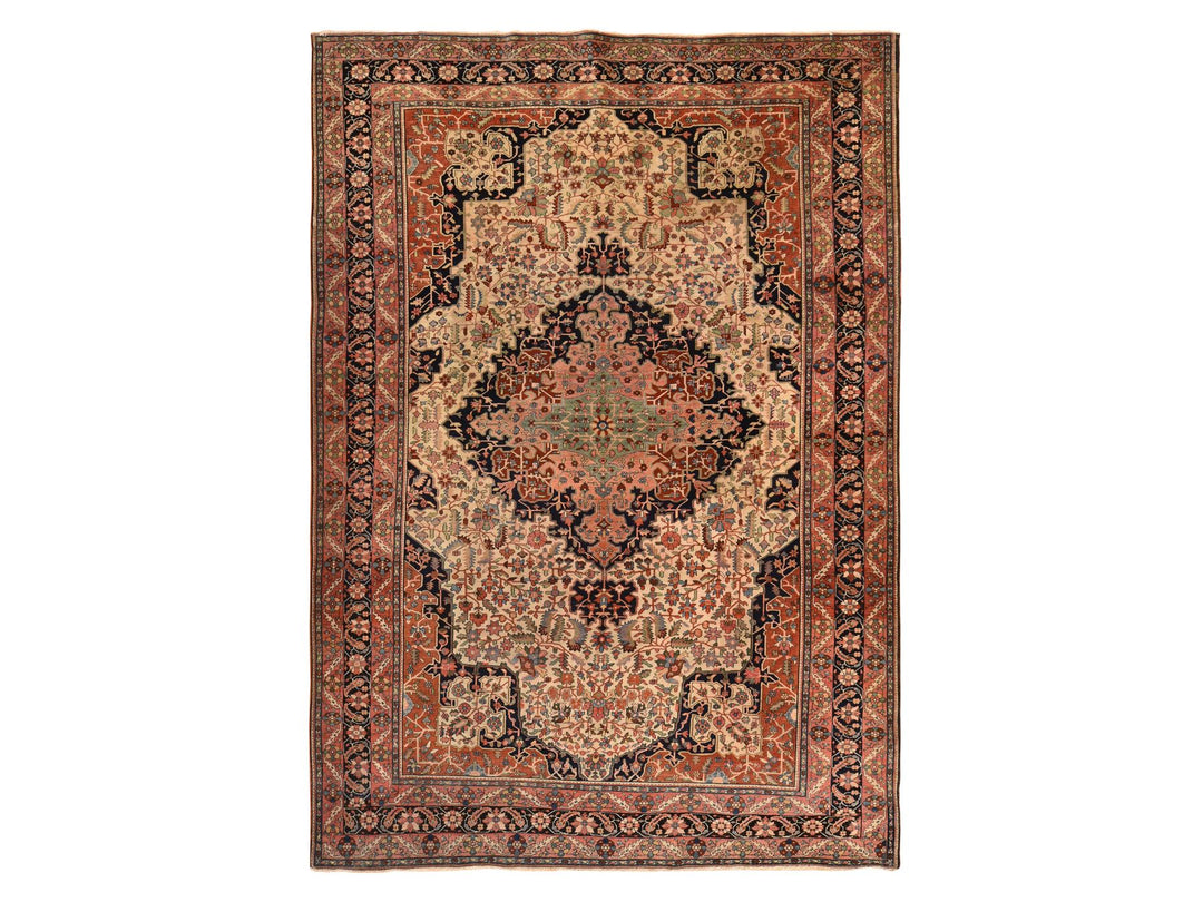 8'5" x 11'4" Vintage Hand Knotted Ivory Wool Rectangle Oriental Rug - MOA10278476
