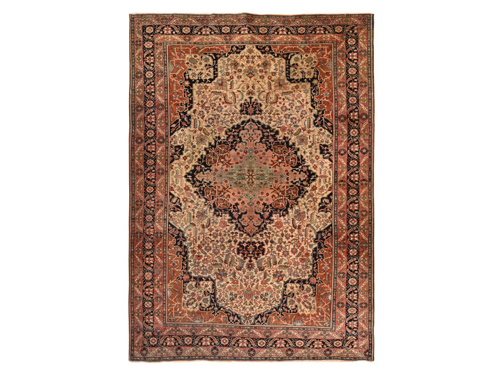 8'5" x 11'4" Vintage Hand Knotted Ivory Wool Rectangle Oriental Rug - MOA10278476
