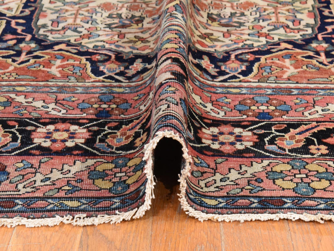 8'5" x 11'4" Vintage Hand Knotted Ivory Wool Rectangle Oriental Rug - MOA10278476
