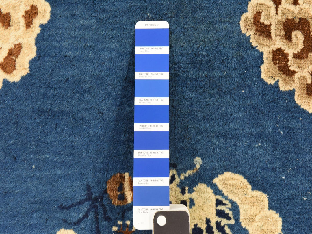 3'0" x 5'6" Vintage Hand Knotted Blue Wool Rectangle Oriental Rug - MOA10278478