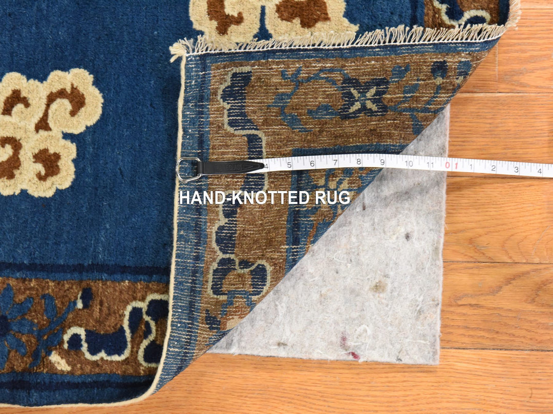 3'0" x 5'6" Vintage Hand Knotted Blue Wool Rectangle Oriental Rug - MOA10278478