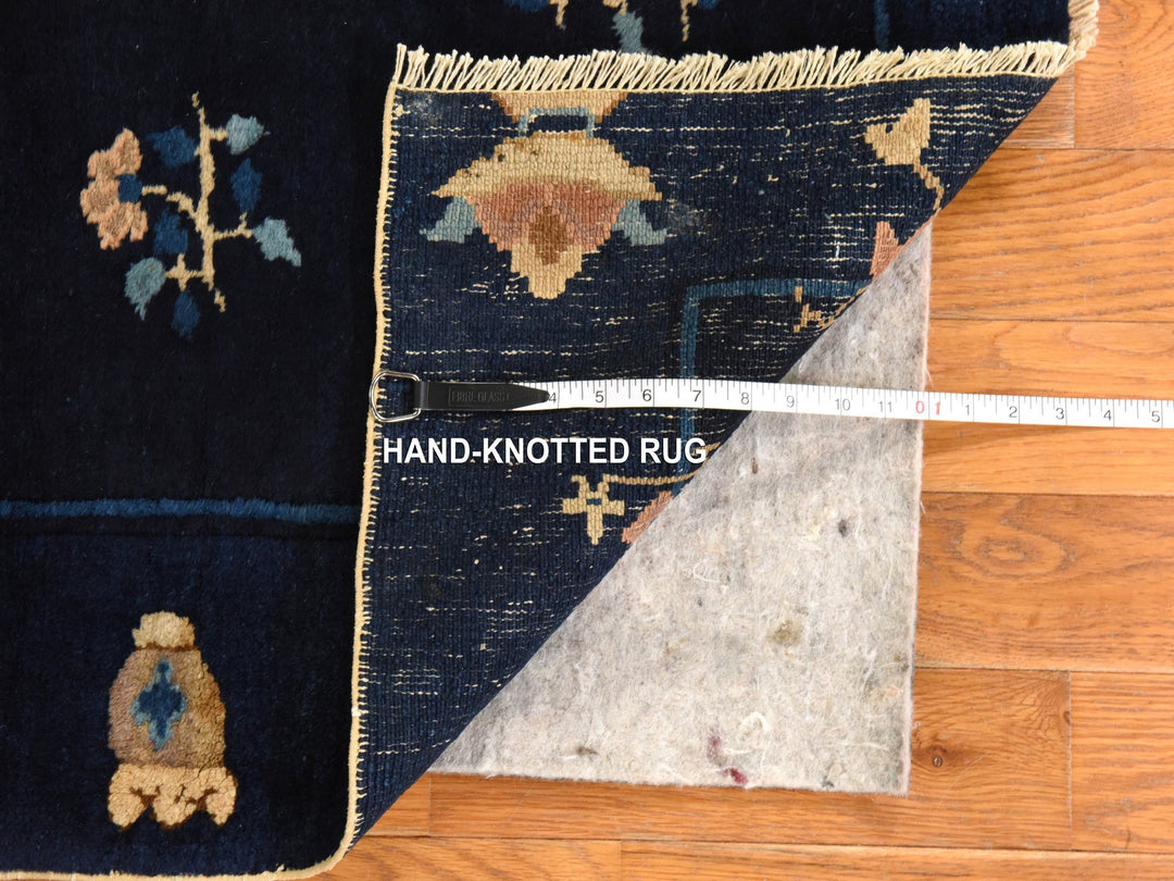 3'0" x 4'6" Vintage Hand Knotted Blue Wool Rectangle Oriental Rug - MOA10278479