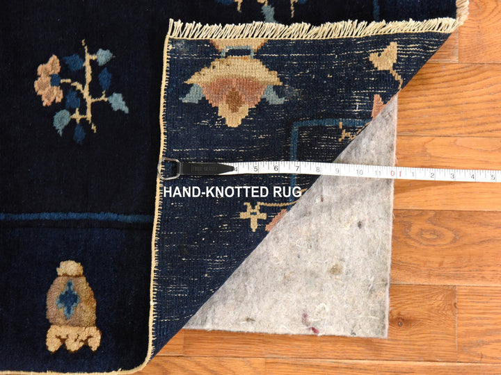 3'0" x 4'6" Vintage Hand Knotted Blue Wool Rectangle Oriental Rug - MOA10278479