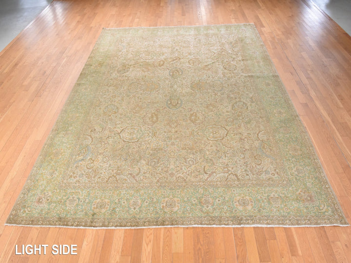 9'9" x 13'0" Vintage Hand Knotted Brown Wool Rectangle Oriental Rug - MOA10278480