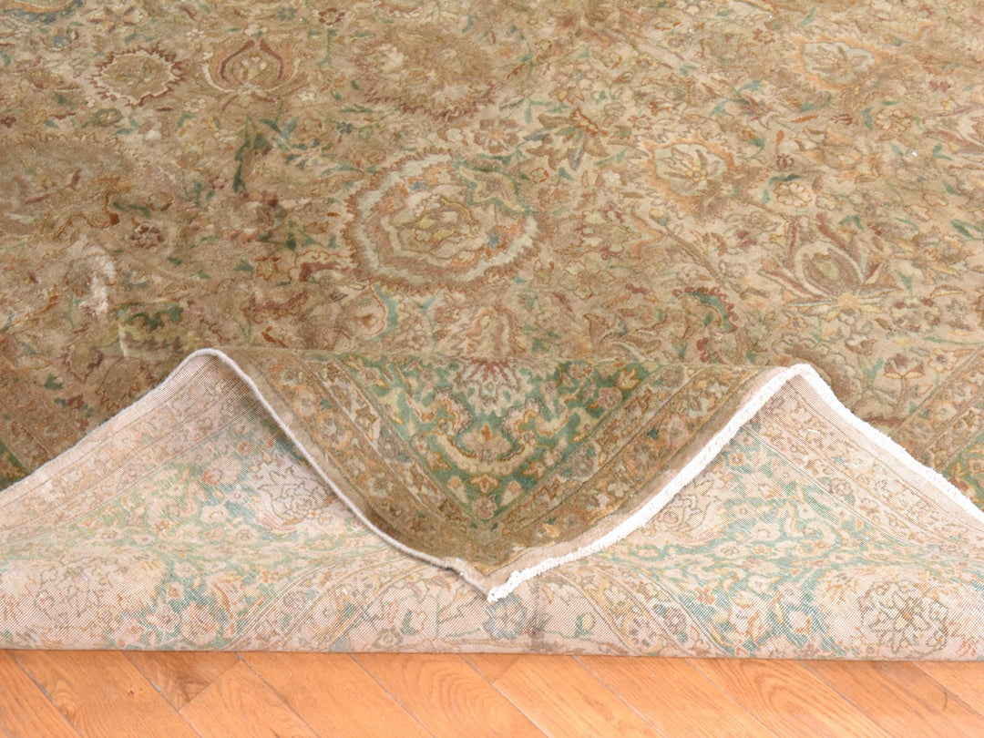 9'9" x 13'0" Vintage Hand Knotted Brown Wool Rectangle Oriental Rug - MOA10278480
