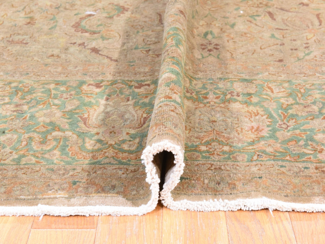 9'9" x 13'0" Vintage Hand Knotted Brown Wool Rectangle Oriental Rug - MOA10278480