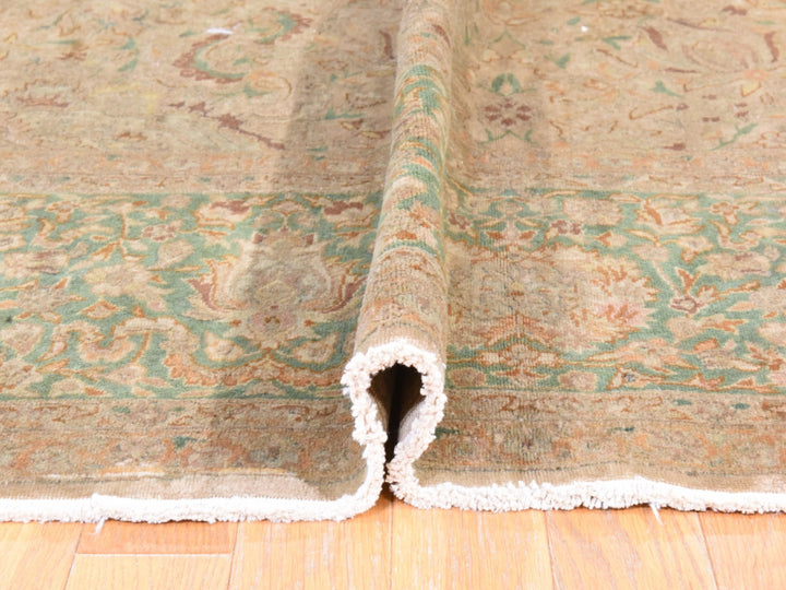 9'9" x 13'0" Vintage Hand Knotted Brown Wool Rectangle Oriental Rug - MOA10278480