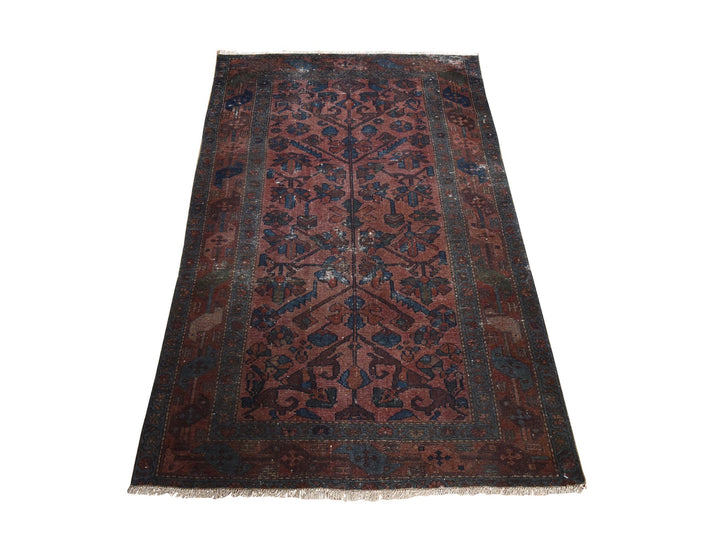 3'3" x 5'5" Vintage Hand Knotted Brown Wool Rectangle Oriental Rug - MOA10278483