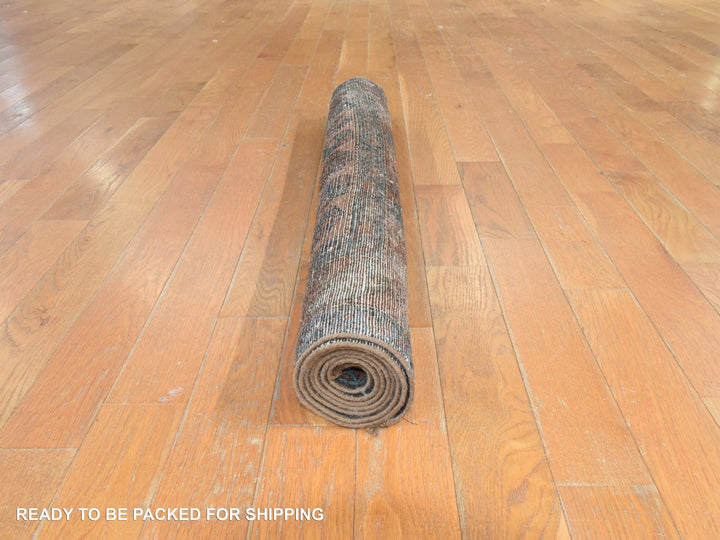 3'3" x 5'5" Vintage Hand Knotted Brown Wool Rectangle Oriental Rug - MOA10278483