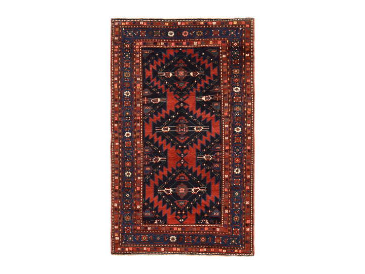5'0" x 8'6" Vintage Hand Knotted Red Wool Rectangle Oriental Rug - MOA10278487