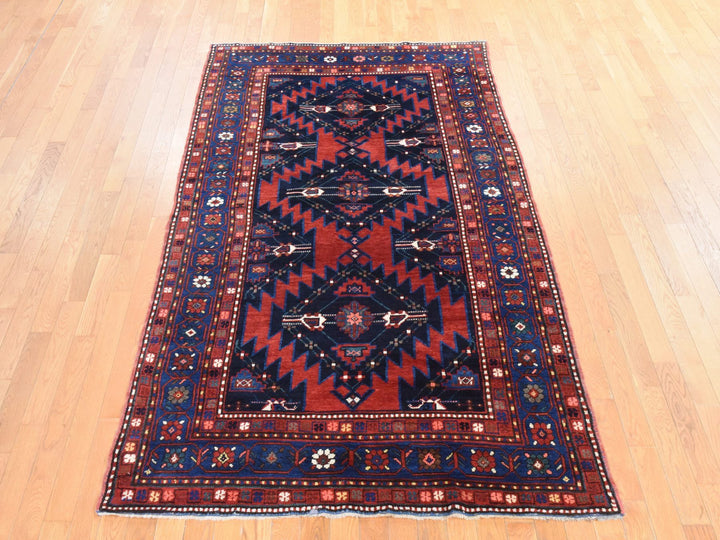 5'0" x 8'6" Vintage Hand Knotted Red Wool Rectangle Oriental Rug - MOA10278487