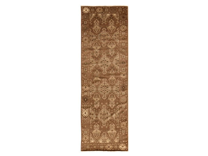 2'10" x 9'2" New Hand Knotted Brown Wool Runner Oriental Rug - MOA10278491