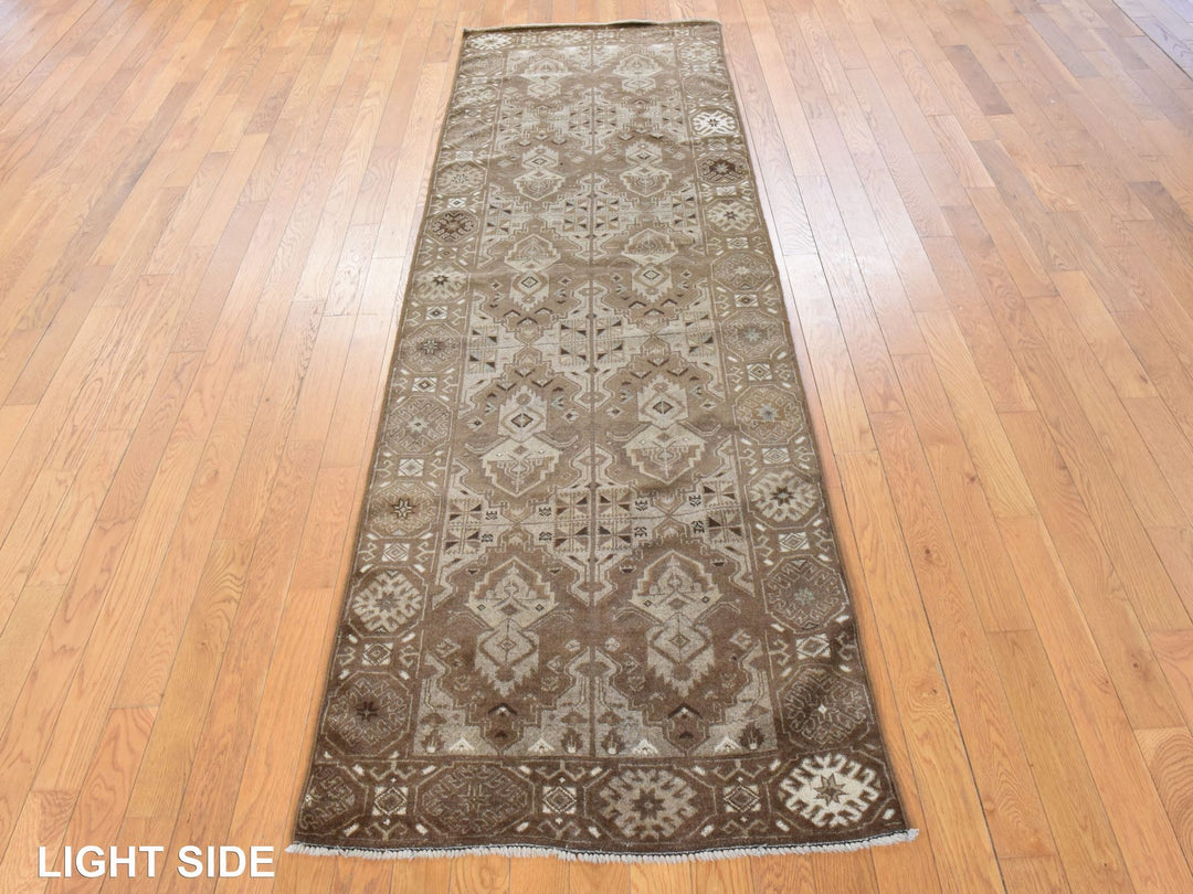 2'10" x 9'2" New Hand Knotted Brown Wool Runner Oriental Rug - MOA10278491