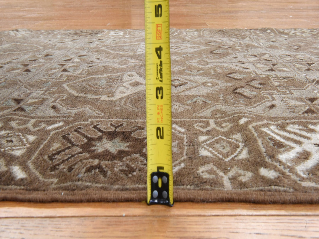 2'10" x 9'2" New Hand Knotted Brown Wool Runner Oriental Rug - MOA10278491