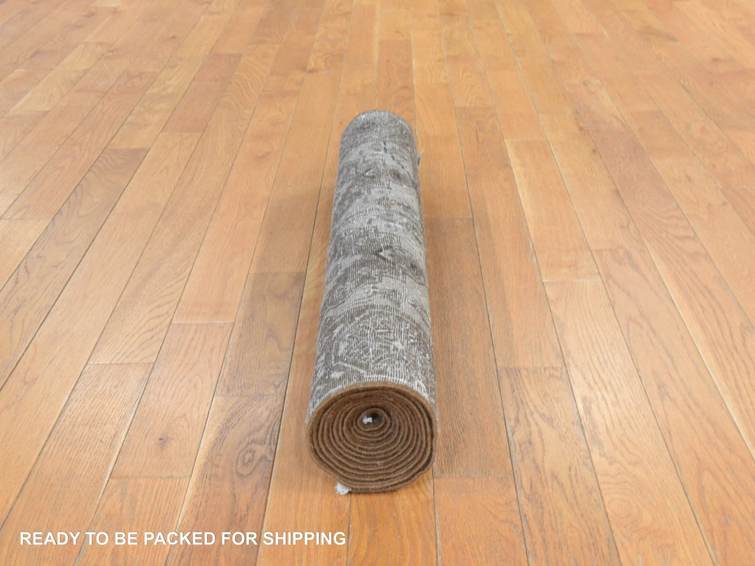 2'10" x 9'2" New Hand Knotted Brown Wool Runner Oriental Rug - MOA10278491