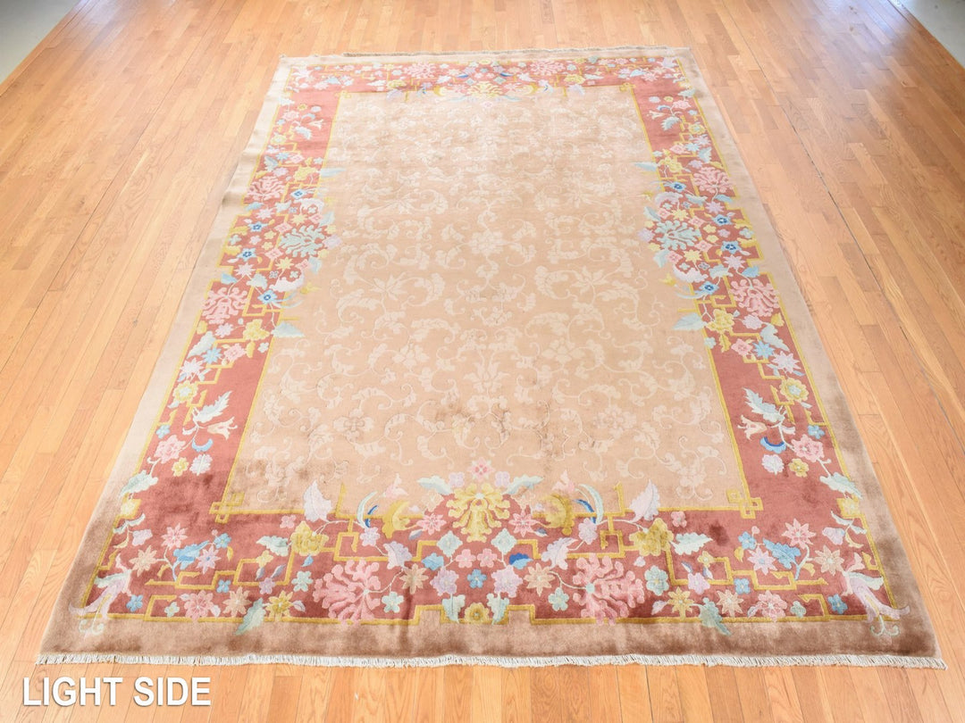 8'10" x 11'5" Vintage Hand Knotted Brown Wool Rectangle Oriental Rug - MOA10278492