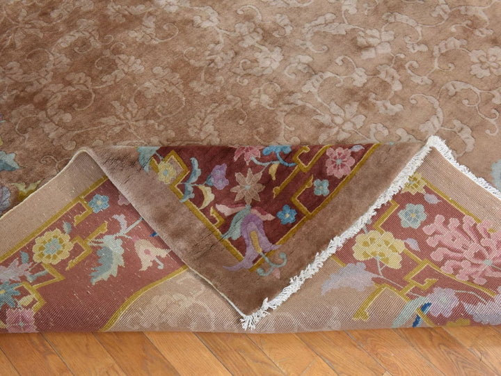 8'10" x 11'5" Vintage Hand Knotted Brown Wool Rectangle Oriental Rug - MOA10278492
