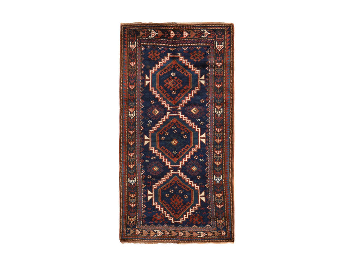 4'0" x 8'0" Vintage Hand Knotted Blue Wool Rectangle Oriental Rug - MOA10278494