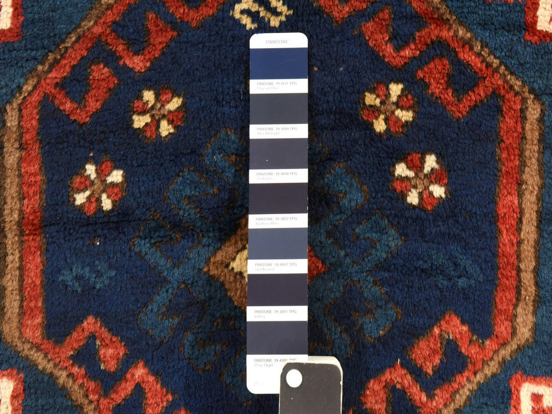 4'0" x 8'0" Vintage Hand Knotted Blue Wool Rectangle Oriental Rug - MOA10278494
