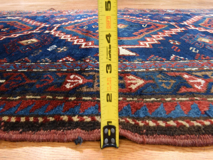 4'0" x 8'0" Vintage Hand Knotted Blue Wool Rectangle Oriental Rug - MOA10278494