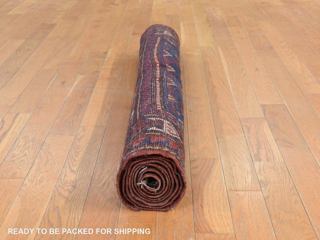 4'0" x 8'0" Vintage Hand Knotted Blue Wool Rectangle Oriental Rug - MOA10278494