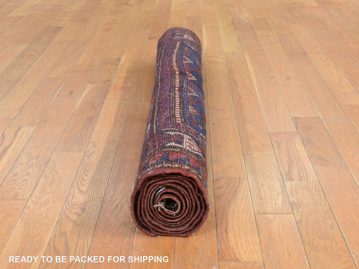 4'0" x 8'0" Vintage Hand Knotted Blue Wool Rectangle Oriental Rug - MOA10278494