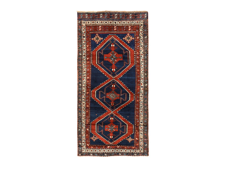 4'0" x 8'9" Vintage Hand Knotted Blue Wool Runner Oriental Rug - MOA10278495