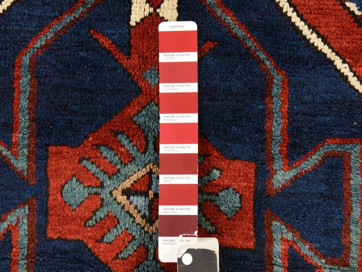 4'0" x 8'9" Vintage Hand Knotted Blue Wool Runner Oriental Rug - MOA10278495