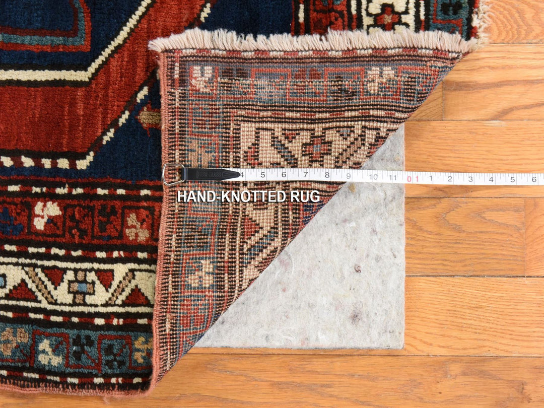 4'0" x 8'9" Vintage Hand Knotted Blue Wool Runner Oriental Rug - MOA10278495