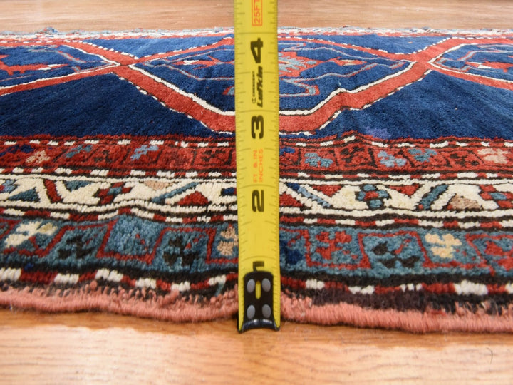 4'0" x 8'9" Vintage Hand Knotted Blue Wool Runner Oriental Rug - MOA10278495