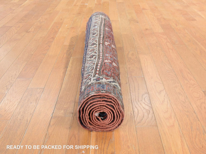 4'0" x 8'9" Vintage Hand Knotted Blue Wool Runner Oriental Rug - MOA10278495