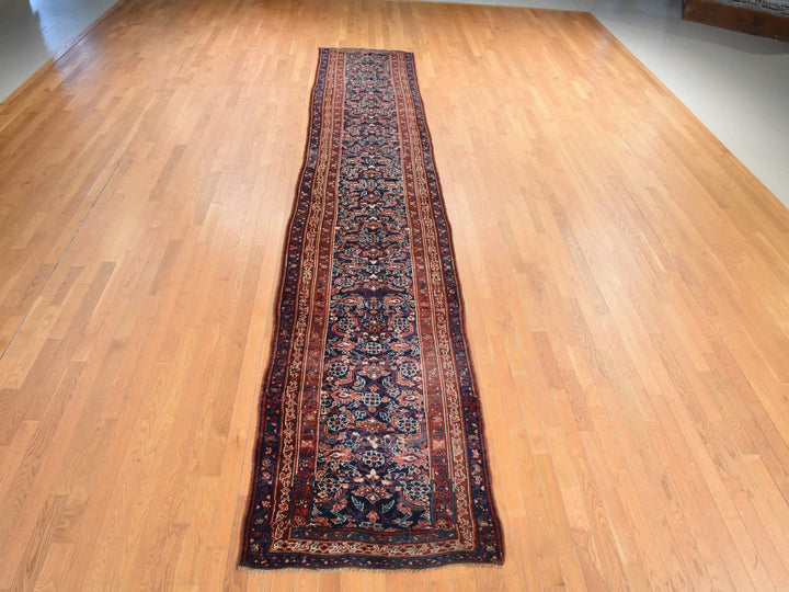 3'4" x 16'3" New Hand Knotted Blue Wool Runner Oriental Rug - MOA10278496