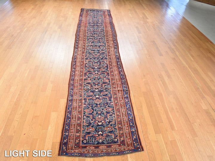 3'4" x 16'3" New Hand Knotted Blue Wool Runner Oriental Rug - MOA10278496