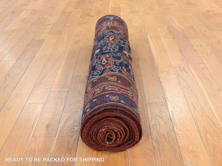 3'4" x 16'3" New Hand Knotted Blue Wool Runner Oriental Rug - MOA10278496