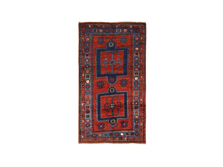 4'4" x 8'2" Vintage Hand Knotted Red Wool Rectangle Oriental Rug - MOA10278497