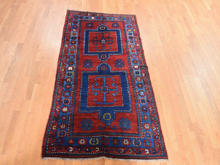 4'4" x 8'2" Vintage Hand Knotted Red Wool Rectangle Oriental Rug - MOA10278497
