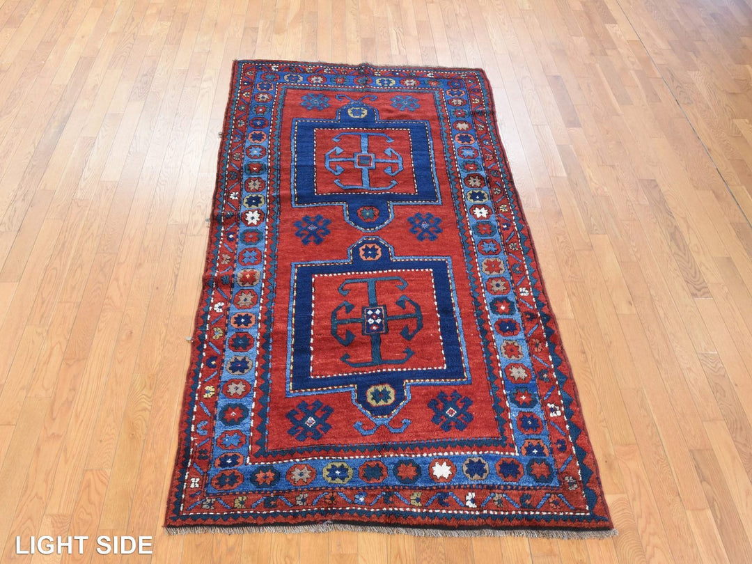 4'4" x 8'2" Vintage Hand Knotted Red Wool Rectangle Oriental Rug - MOA10278497
