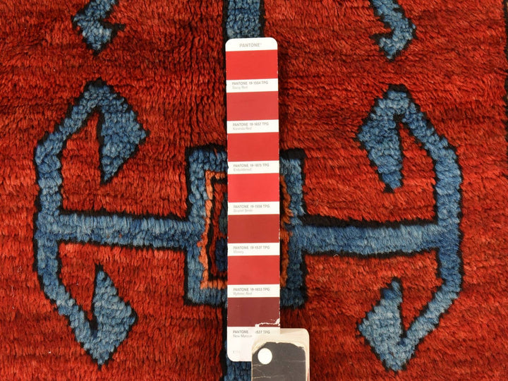 4'4" x 8'2" Vintage Hand Knotted Red Wool Rectangle Oriental Rug - MOA10278497