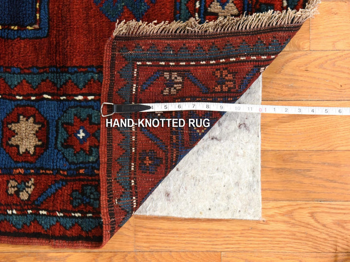 4'4" x 8'2" Vintage Hand Knotted Red Wool Rectangle Oriental Rug - MOA10278497