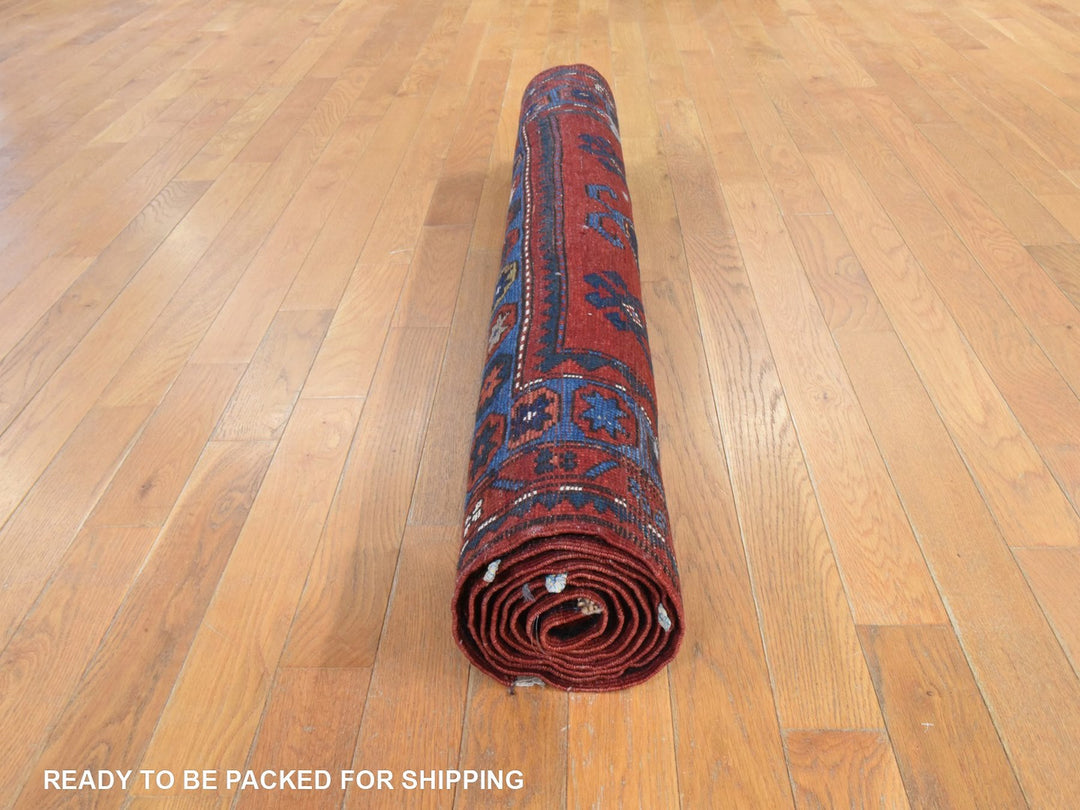 4'4" x 8'2" Vintage Hand Knotted Red Wool Rectangle Oriental Rug - MOA10278497